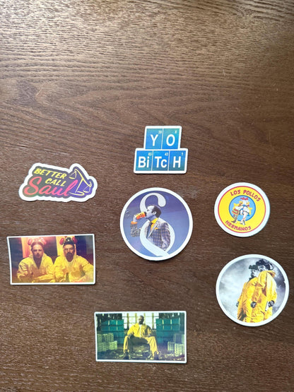Breaking Bad & Better Call Saul Sticker Pack | Heisenberg Decals | Walter White Jesse Pinkman Art | Los Pollos Hermanos Gift | TV Show Fan
