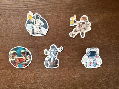 Astronaut Drinking Sticker Pack | Funny Space Decals | Sci-Fi Humor Art | Cosmic Party Vinyl | Space Lover Gag Gift | Quirky Barware Laptop