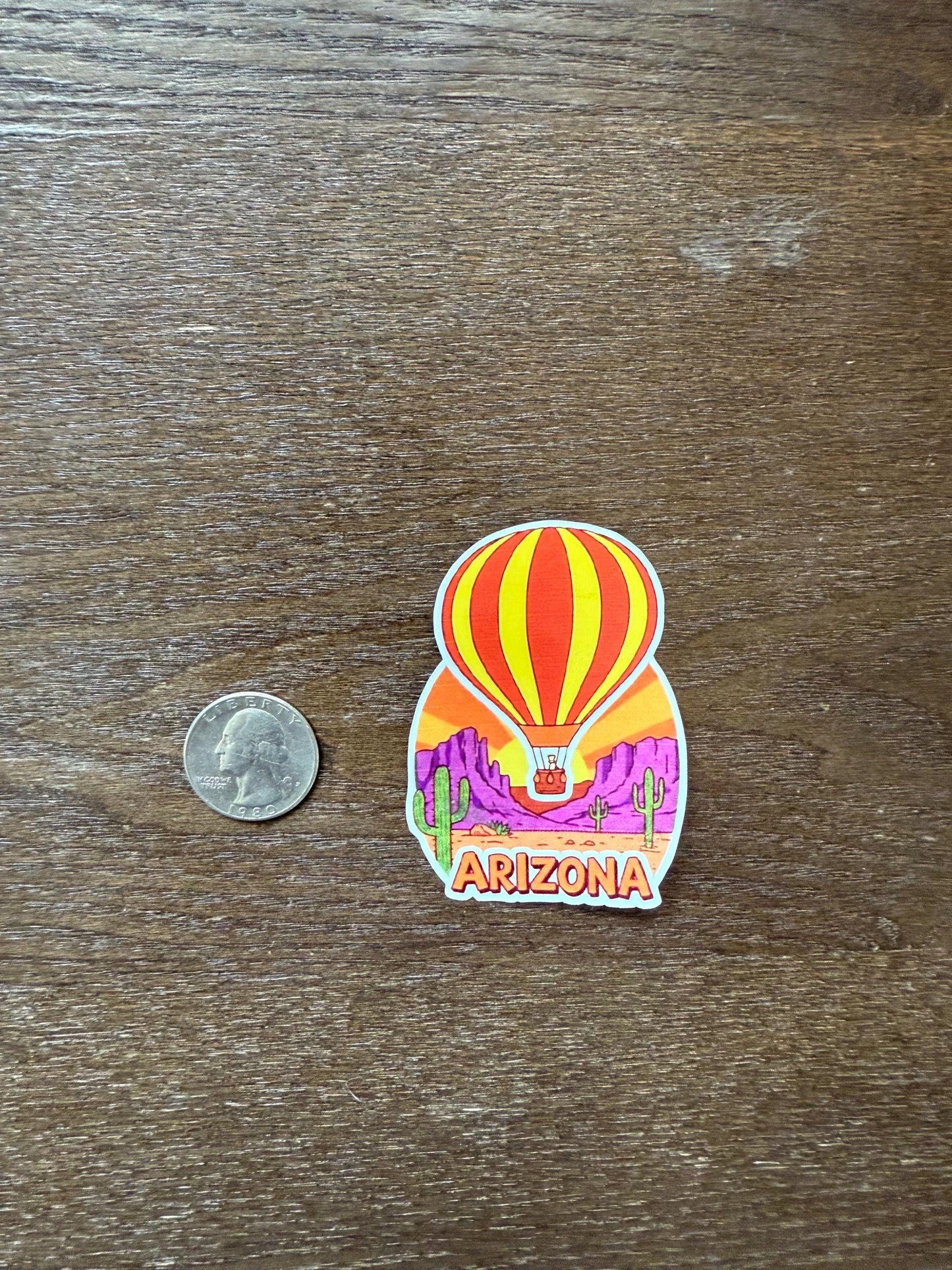 ARIZONA Hot Air Balloon Sticker | Desert Sunset Decal | Retro Travel Art | Southwestern Souvenir Vinyl | Arizona Local Gift | Sonoran Desert