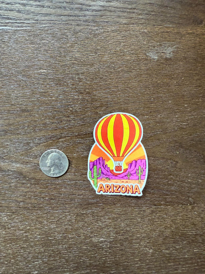 ARIZONA Hot Air Balloon Sticker | Desert Sunset Decal | Retro Travel Art | Southwestern Souvenir Vinyl | Arizona Local Gift | Sonoran Desert
