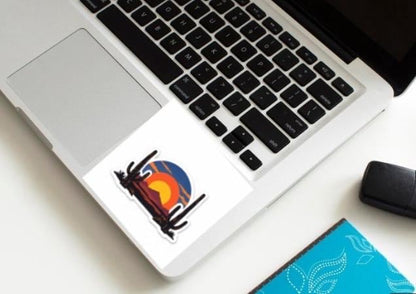 Circular Desert Sunset Sticker | Southwestern Landscape Decal | Saguaro Cactus Art | Nature Lover Vinyl | Aesthetic Vibe Gift |Desert Sunset