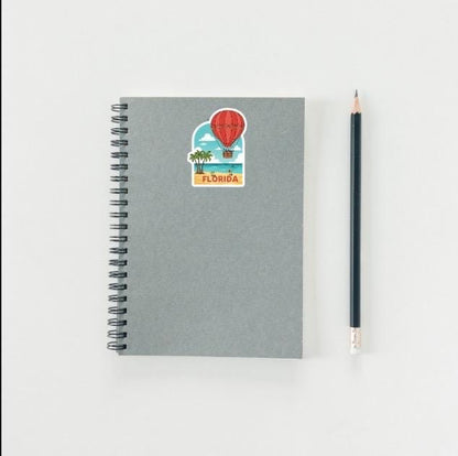 Florida Hot Air Balloon Sticker | Beach Vacation Decal | Retro Travel Art | Sunshine State Souvenir Vinyl | Wanderlust Gift | Florida Local