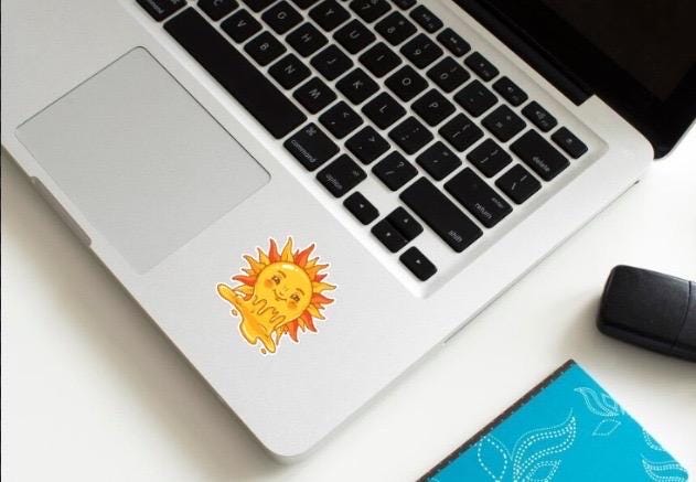 Cute Melting Sun Sticker | Happy Sun Decal | Summer Vibes Art | Good Vibes Vinyl | Sunshine Lover Gift | Funny Melting Sun Laptop Sticker