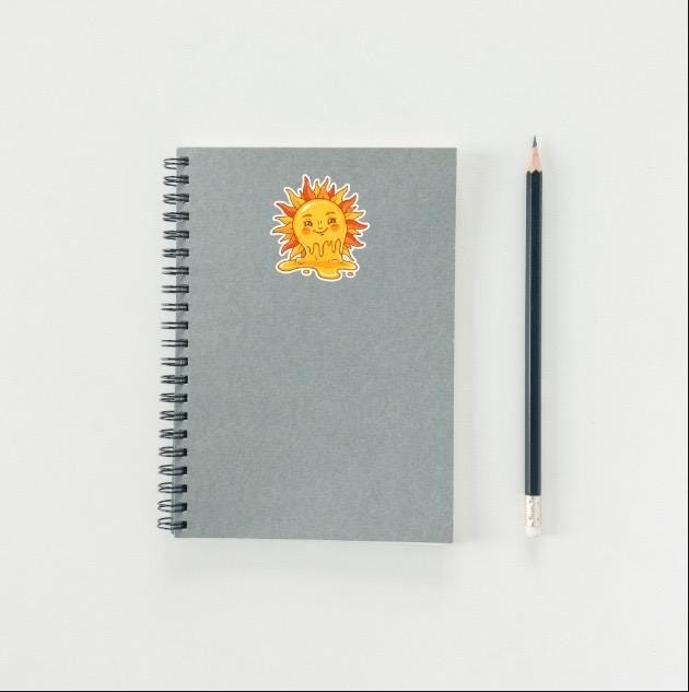 Cute Melting Sun Sticker | Happy Sun Decal | Summer Vibes Art | Good Vibes Vinyl | Sunshine Lover Gift | Funny Melting Sun Laptop Sticker