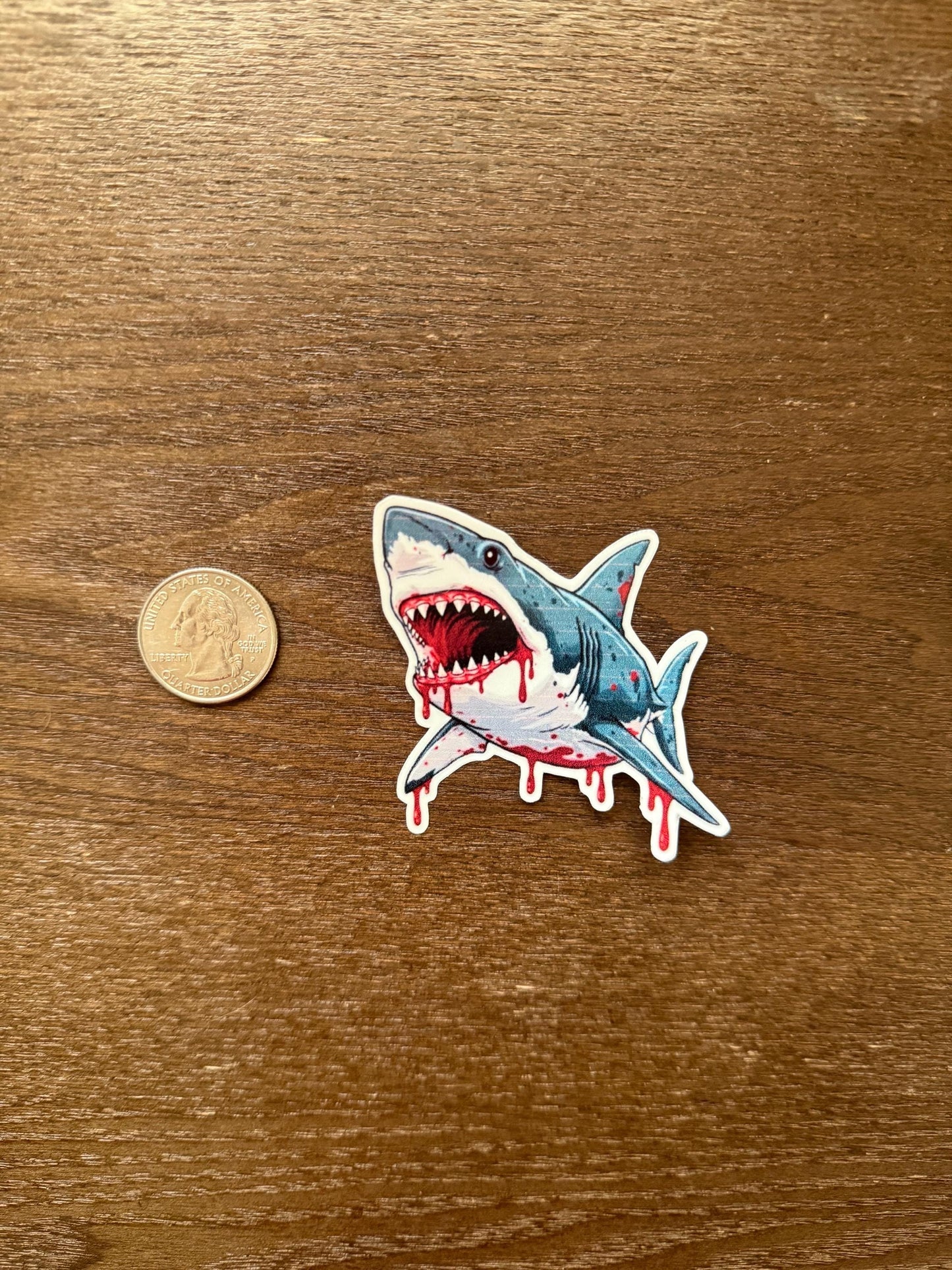 Bloody Great White Shark Sticker | Jaws Horror Decal | Scary Ocean Predator Art | Spooky Marine Life Vinyl | Shark Week Fan Gift | Unique