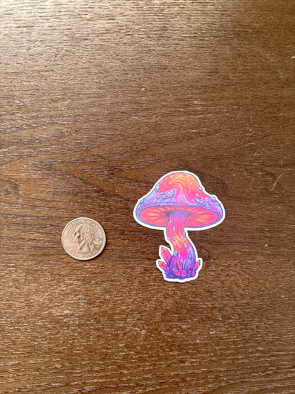 Psychedelic Mushroom Sticker | Magical Crystal Decal | Fantasy Fungi Art | Mystical Plant Vinyl | Spiritual Gift | Vibrant Mushroom Laptop