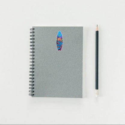 Psychedelic Surfboard Sticker - Trippy Tropical Beach Scene Decal - Colorful Surf Vinyl Sticker - Surfboard Shaped Sticker - Laptop Sticker