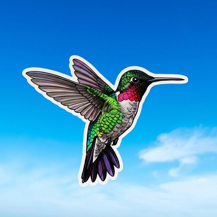 Hummingbird Sticker | Vibrant Nature Decal | Colorful Bird Art | Garden Lover Gift | Flying Wildlife Vinyl | Ruby-Throated Hummingbird