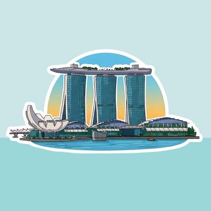 Singapore Skyline Sticker - Marina Bay Sands & ArtScience Museum Decal - Travel Souvenir Vinyl Sticker - Marina Bay Skyline Decal