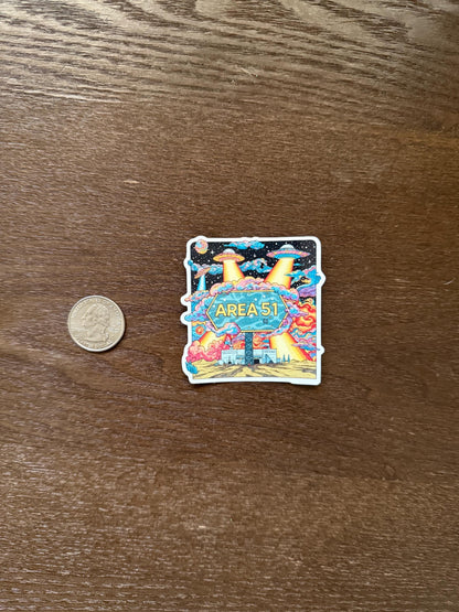 Area 51 Sticker - Psychedelic UFO Alien Invasion Decal - Trippy Retro Sci-Fi Vinyl Sticker - UFO Alien Sticker - Trippy Area 51 Psychedelic