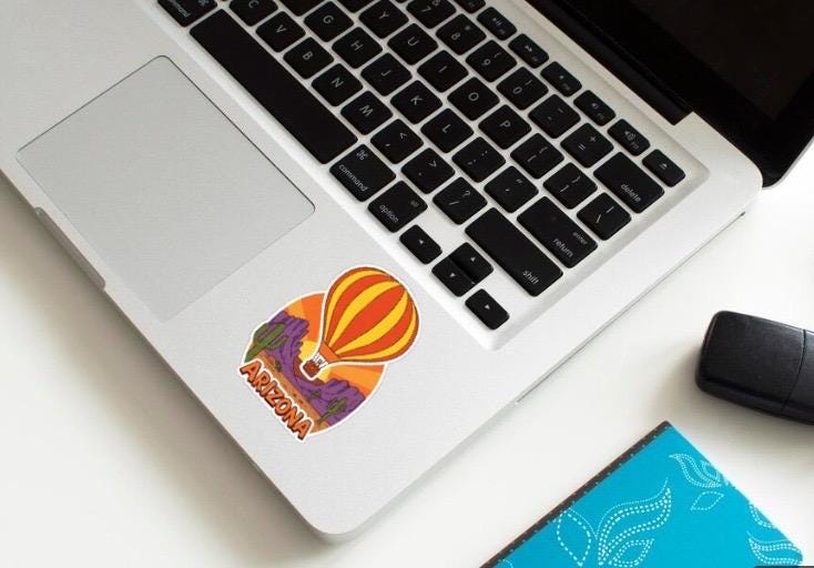 ARIZONA Hot Air Balloon Sticker | Desert Sunset Decal | Retro Travel Art | Southwestern Souvenir Vinyl | Arizona Local Gift | Sonoran Desert