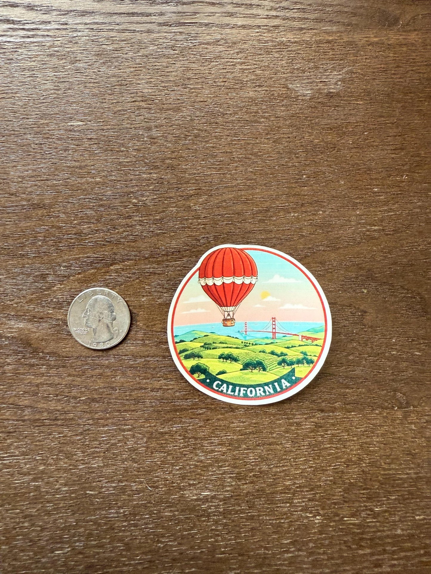 California Hot Air Balloon Sticker | Golden Gate Bridge Decal | Vintage Travel Art | San Francisco Souvenir Vinyl | Wanderlust Gift | Retro