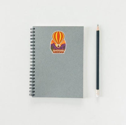 ARIZONA Hot Air Balloon Sticker | Desert Sunset Decal | Retro Travel Art | Southwestern Souvenir Vinyl | Arizona Local Gift | Sonoran Desert