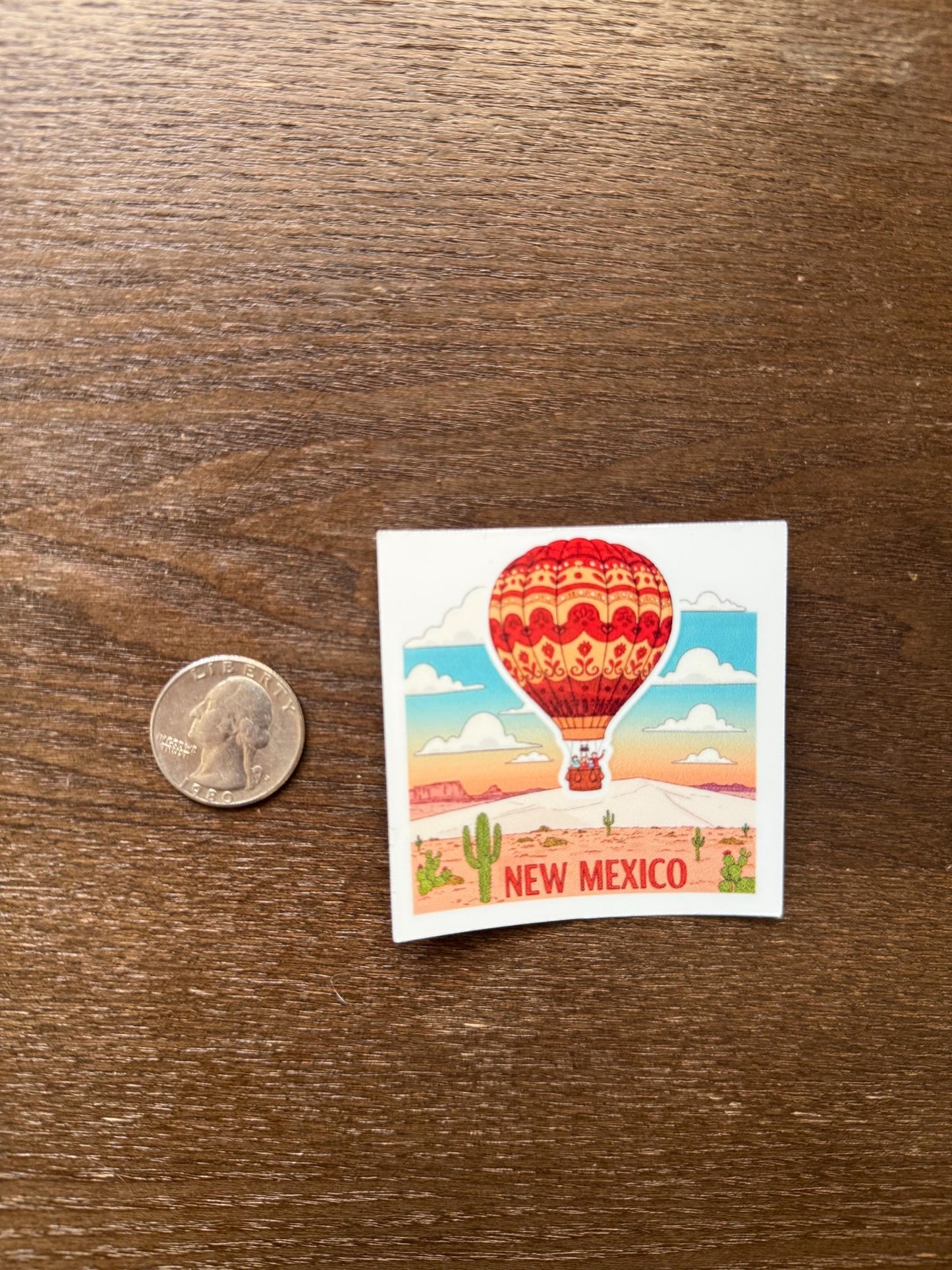 New Mexico Hot Air Balloon Sticker | Desert Landscape Decal | Retro Travel Art | Southwestern Souvenir Vinyl | Albuquerque Gift