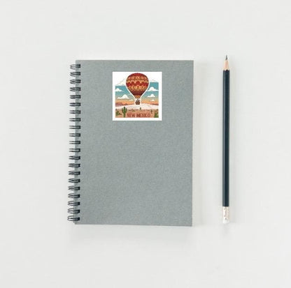 New Mexico Hot Air Balloon Sticker | Desert Landscape Decal | Retro Travel Art | Southwestern Souvenir Vinyl | Albuquerque Gift