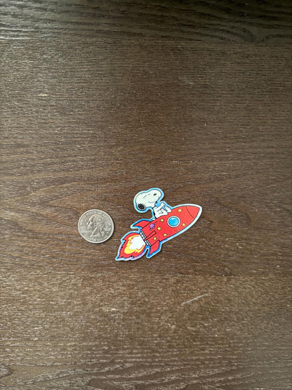 Snoopy on Rocket Ship Sticker - Peanuts in Space Decal - Cute Cartoon Astronaut Vinyl Sticker-Snoopy Peanuts Rocket Sticker - Laptop Sticker