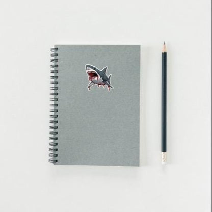 Bloody Great White Shark Sticker | Jaws Horror Decal | Scary Ocean Predator Art | Spooky Marine Life Vinyl | Shark Week Fan Gift | Unique