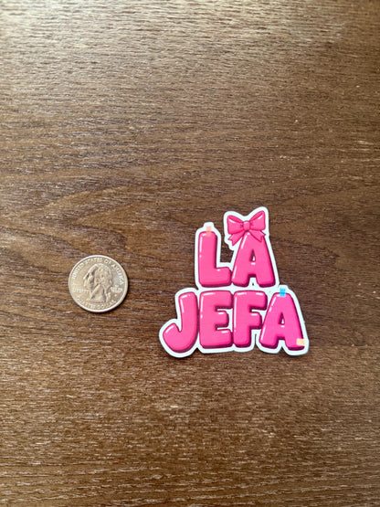 La Jefa Sticker | Empowering Girl Boss Decal | Spanish Quote Art | Latina Boss Vinyl | Feminist Gift | The Boss Laptop Sticker | Pink Bow