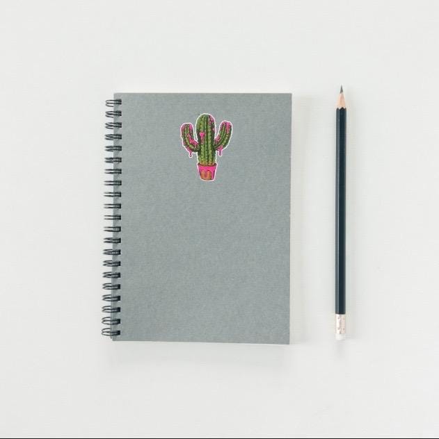 Dripping Pink Cactus Sticker | Potted Plant Decal | Quirky Succulent Art | Desert Plant Vinyl | Pink Aesthetic Gift | Cute Cactus Lover