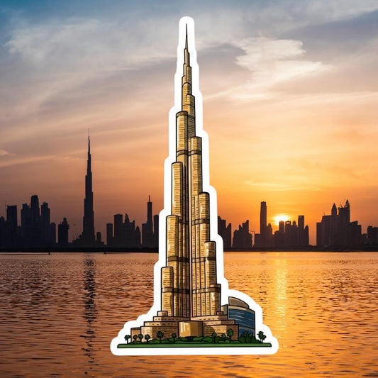 Burj Khalifa Sticker - Dubai UAE Landmark Decal - Dubai Sticker - Burj Khalifa Skyscraper Decal - Dubai UAE Sticker - Water Bootle Sticker -