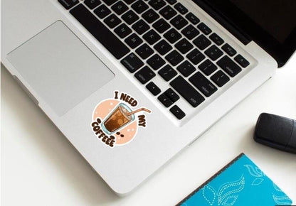 I Need My Coffee Sticker - Funny Iced Coffee Lover Decal - Cute Caffeine Vinyl Sticker - Iced Coffee Sticker - Funny Coffee Lover Decal