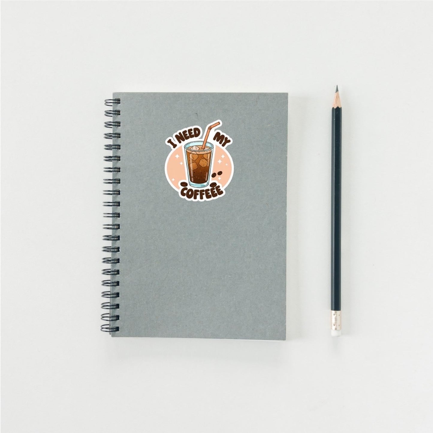 I Need My Coffee Sticker - Funny Iced Coffee Lover Decal - Cute Caffeine Vinyl Sticker - Iced Coffee Sticker - Funny Coffee Lover Decal