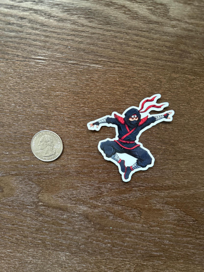 Jumping Ninja Sticker - Action Pose Martial Arts Decal - Martial Arts Fighter Decal - Anime Style Warrior Sticker - Ninja Sticker for Laptop
