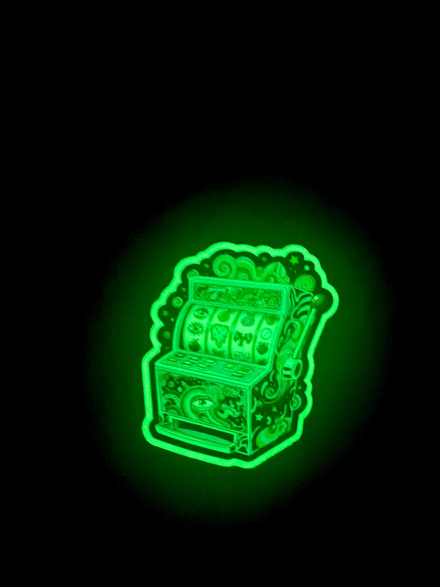 Glow in the Dark Slot Machine Sticker | Psychedelic Casino Decal | Trippy Gambling Art | Retro Arcade Game Sticker | UV Reactive Vinyl