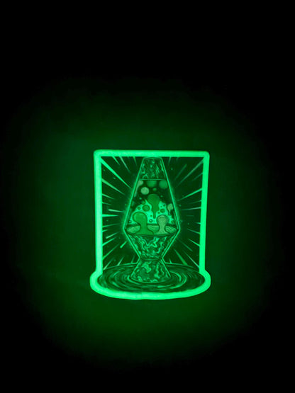 Glow in the Dark Lava Lamp Sticker | Psychedelic Retro Decal | Trippy Hippie Art | 70s Vibe Light Sticker | UV Reactive Vinyl|Laptop Sticker