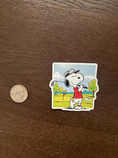 Snoopy Golfing Sticker | Peanuts Golf Decal | Cute Golfer Dog Art | Sports Fan Gift | Cartoon Golf Course Vinyl | Peanuts Lover Accessory