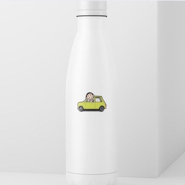 Mr Bean Car Sticker | Classic Mini Cooper Decal | Funny British Comedy Art | Iconic TV Show Vinyl | Mr Bean Fan Gift | Quirky Laptop Sticker