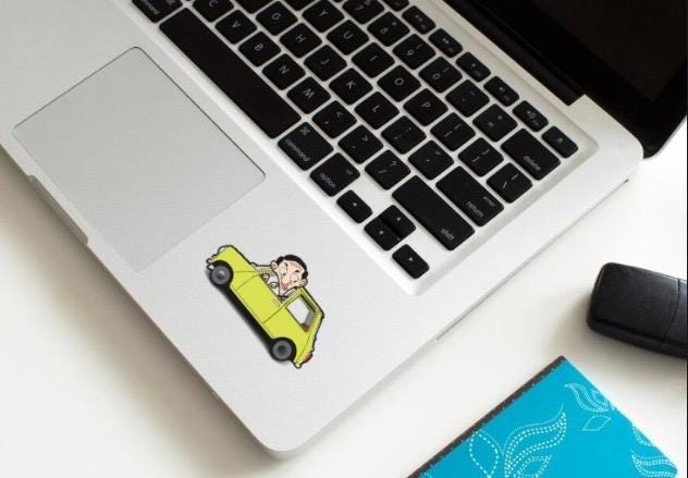 Mr Bean Car Sticker | Classic Mini Cooper Decal | Funny British Comedy Art | Iconic TV Show Vinyl | Mr Bean Fan Gift | Quirky Laptop Sticker