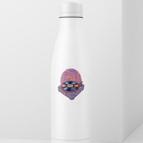 Glow in the Dark Turntable Sticker | Psychedelic Vinyl Decal | Trippy Music Lover Gift | Retro DJ Gear Sticker | UV Reactive Record Player