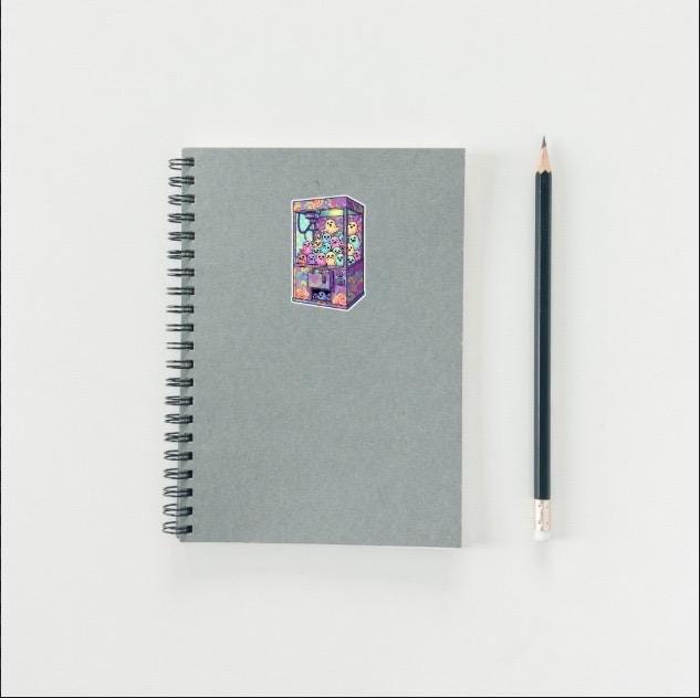 Glow in the Dark Ghost Claw Machine Sticker | Kawaii Spooky Decal | Pastel Art | Arcade Game Sticker | Cute Ghost Vinyl | Laptop Sticker