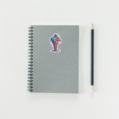 Glow in the Dark Melting Ice Cream Sticker | Psychedelic Dessert Decal | Trippy Food Art | Colorful Ice Cream Cone Vinyl | UV Reactive Sweet