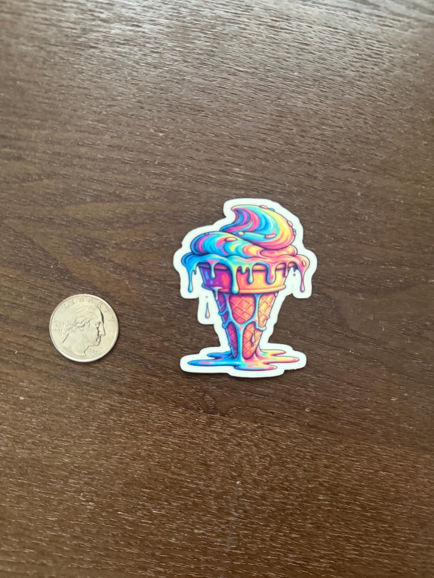 Glow in the Dark Melting Ice Cream Sticker | Psychedelic Dessert Decal | Trippy Food Art | Colorful Ice Cream Cone Vinyl | UV Reactive Sweet
