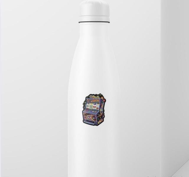 Glow in the Dark Slot Machine Sticker | Psychedelic Casino Decal | Trippy Gambling Art | Retro Arcade Game Sticker | UV Reactive Vinyl