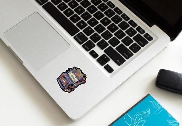 Glow in the Dark Slot Machine Sticker | Psychedelic Casino Decal | Trippy Gambling Art | Retro Arcade Game Sticker | UV Reactive Vinyl