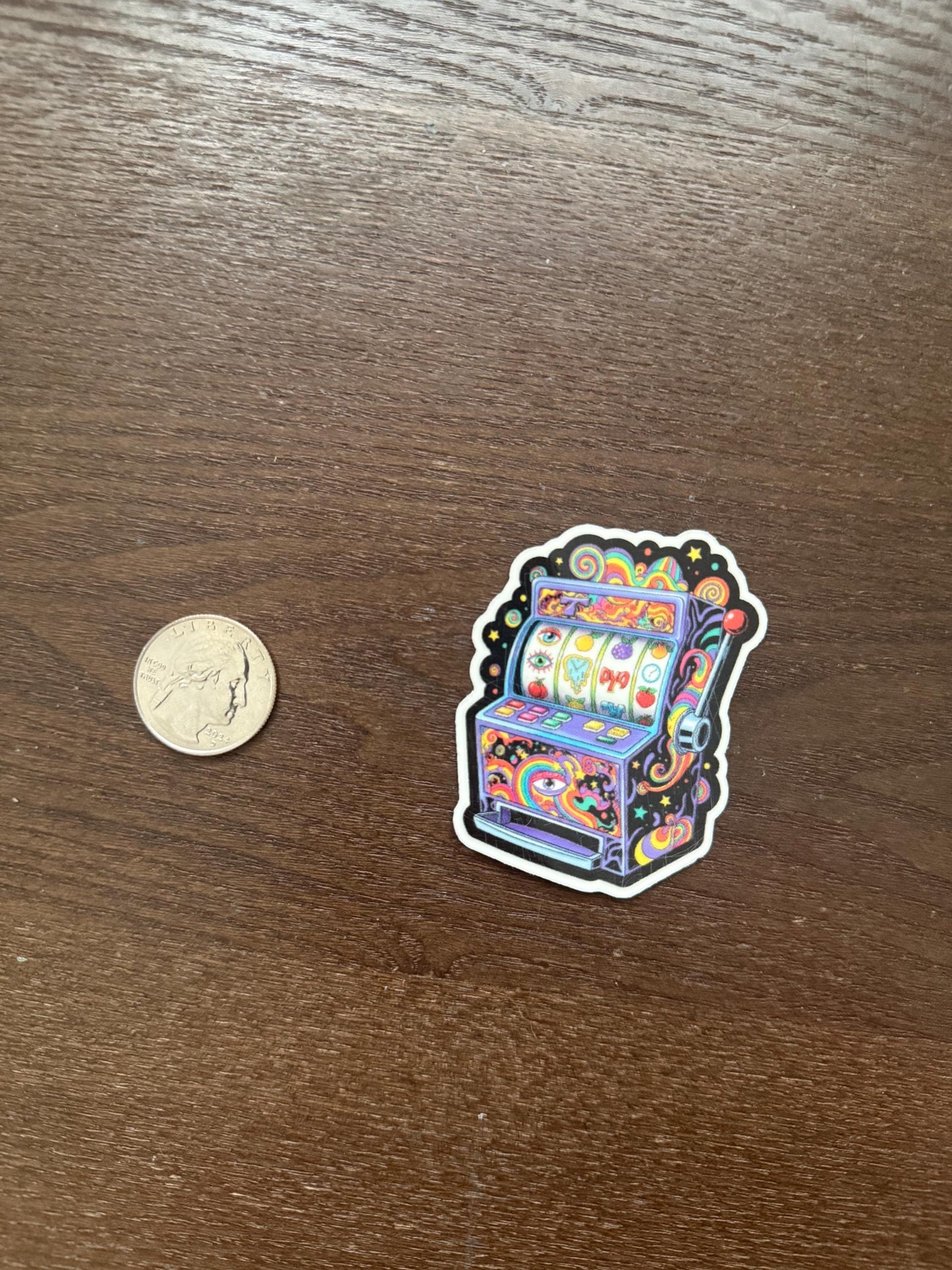 Glow in the Dark Slot Machine Sticker | Psychedelic Casino Decal | Trippy Gambling Art | Retro Arcade Game Sticker | UV Reactive Vinyl