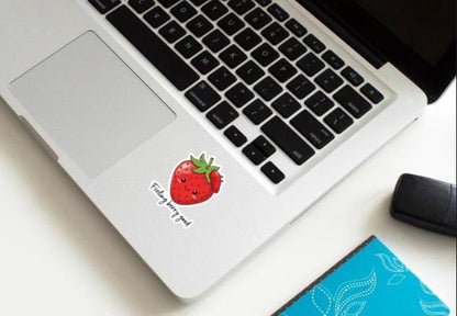 Feeling Berry Good Strawberry Sticker | Cute Food Pun Decal | Positive Fruit Art | Kawaii Berry Vinyl | Cheerful Laptop Sticker