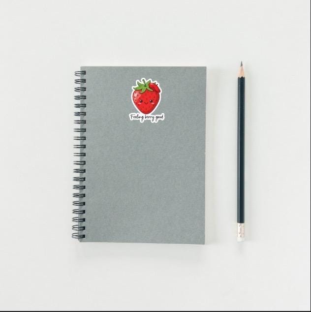 Feeling Berry Good Strawberry Sticker | Cute Food Pun Decal | Positive Fruit Art | Kawaii Berry Vinyl | Cheerful Laptop Sticker