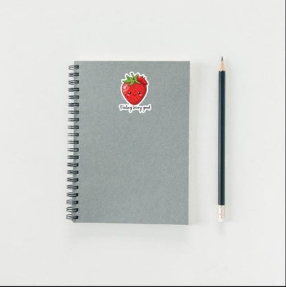 Feeling Berry Good Strawberry Sticker | Cute Food Pun Decal | Positive Fruit Art | Kawaii Berry Vinyl | Cheerful Laptop Sticker