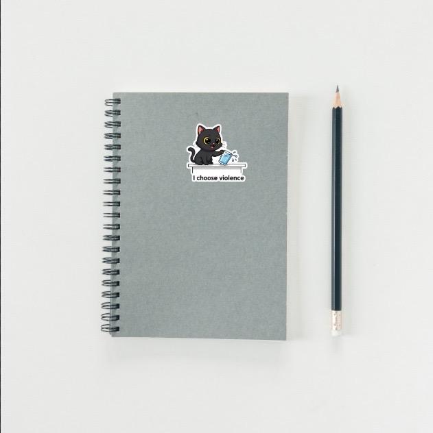 I Choose Violence Cat Sticker | Funny Cat Meme Decal | Mischievous Pet Art | Black Cat Humor Vinyl | Sarcastic Cat Lover Gift | Laptop Decal