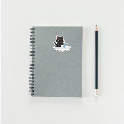 I Choose Violence Cat Sticker | Funny Cat Meme Decal | Mischievous Pet Art | Black Cat Humor Vinyl | Sarcastic Cat Lover Gift | Laptop Decal