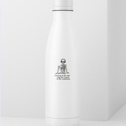 Listening to Same Song 8 Hours Skeleton Sticker |  Mental Health Decal | Relatable Music Lover Art | Existential Humor Vinyl | Laptop Decal