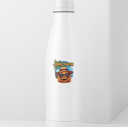 Summerween Pumpkin Beach Sticker | Halloween in July Decal | Funny Spooky Summer Art | Jack O Lantern Beach Vinyl | Tropical Halloween Gift