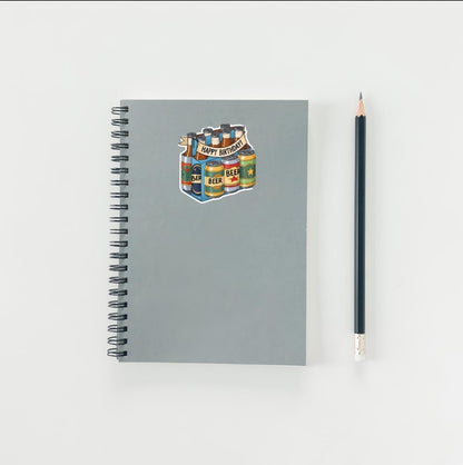 Happy Birthday Beer Six-Pack Sticker | Funny Drink Decal | Beer Lover Gift | Craft Beer Art | Party Celebration Vinyl | Birthday Present |