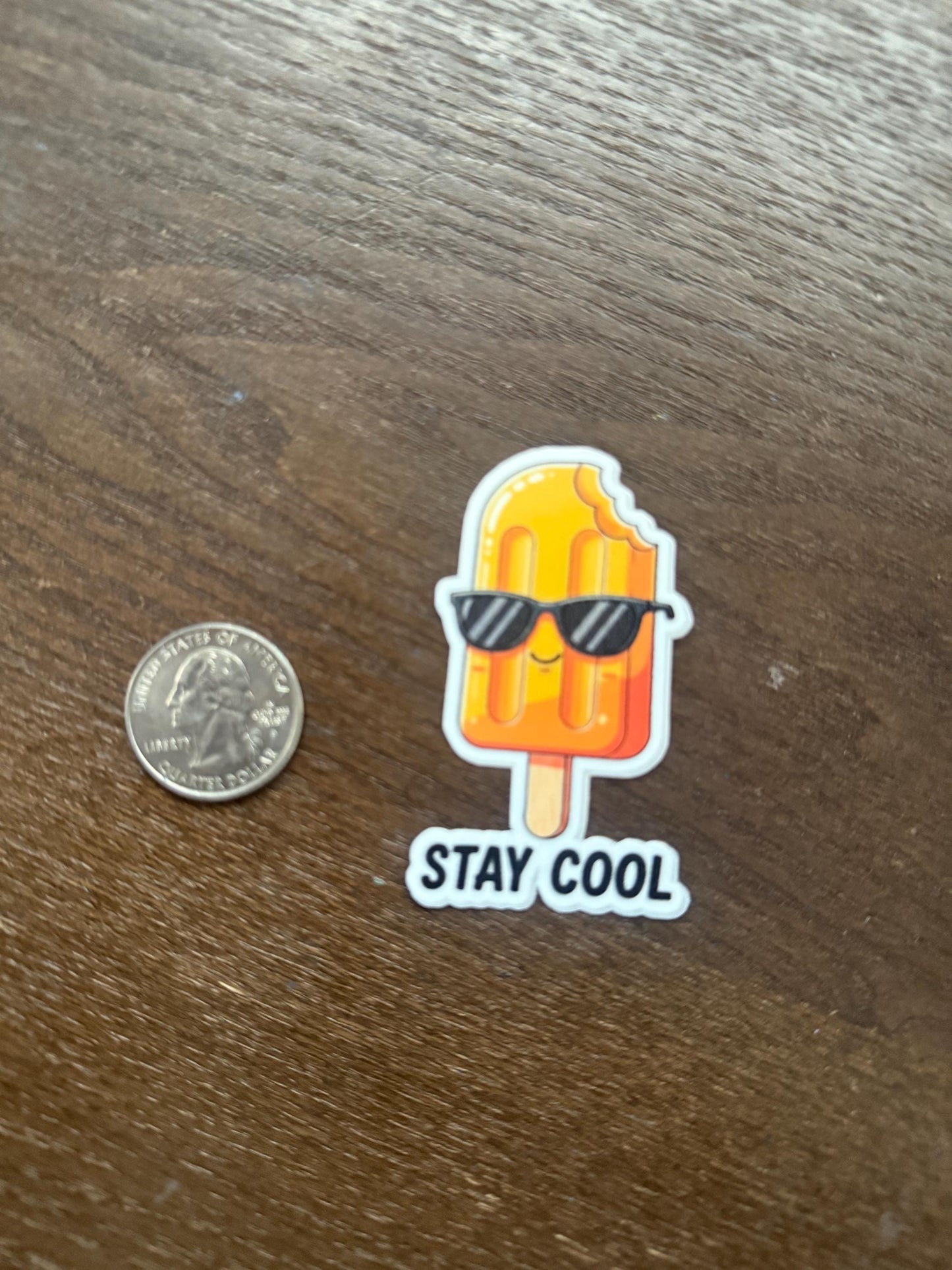 Stay Cool Popsicle Sticker | Funny Summer Vibe Decal | Sunglasses Ice Pop Art | Cool Food Vinyl | Sweet Treat Laptop Sticker | Water Bottle