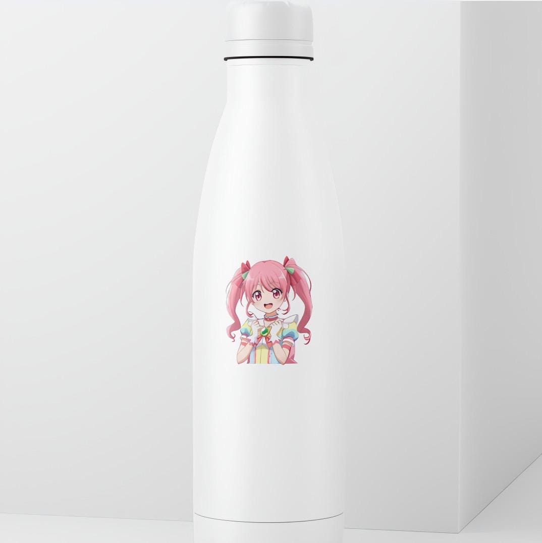 Cute Pink Hair Anime Girl Sticker | Kawaii Manga Decal | Magical Girl Art | Pastel Waifu Vinyl | Japanese Animation Fan Gift | Cheerful Idol