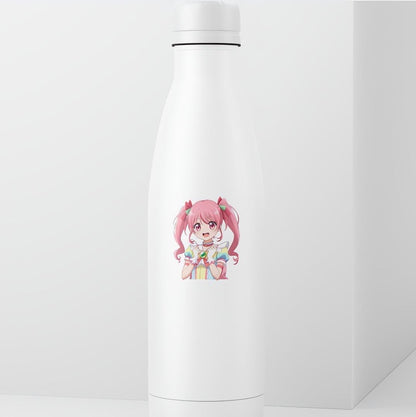 Cute Pink Hair Anime Girl Sticker | Kawaii Manga Decal | Magical Girl Art | Pastel Waifu Vinyl | Japanese Animation Fan Gift | Cheerful Idol